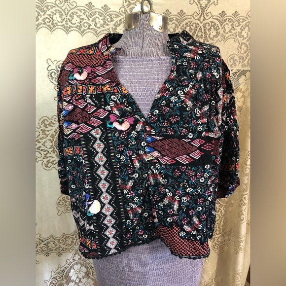 Bohemian Floral Print Top from Jaase small cropped style 70s - Picture 4 of 9